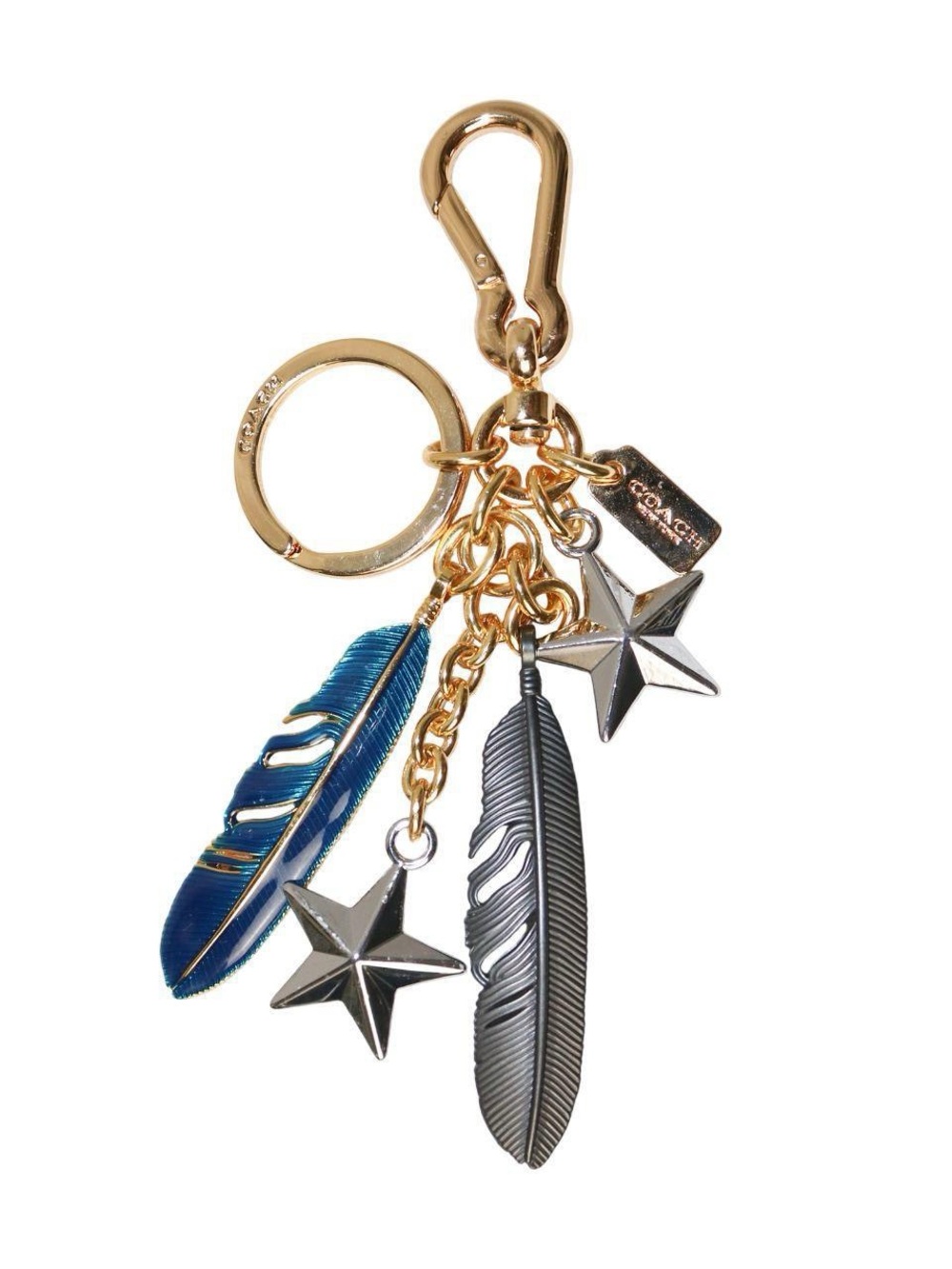 Coach Blue & Silver Feather and Star Bag Charm Keyring